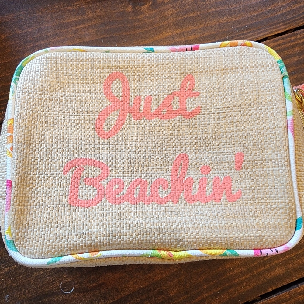 Just Beachin' Straw Cosmetic Pouch